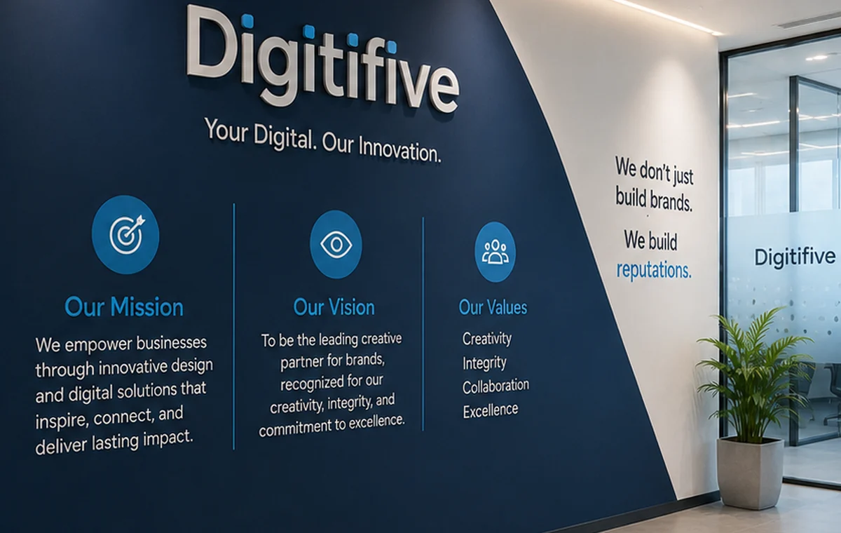 Corporate mission vision and values wall branding in Dubai