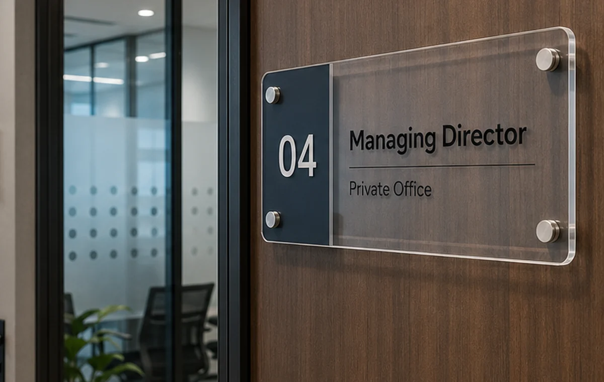 Office door and desk name plates in Dubai
